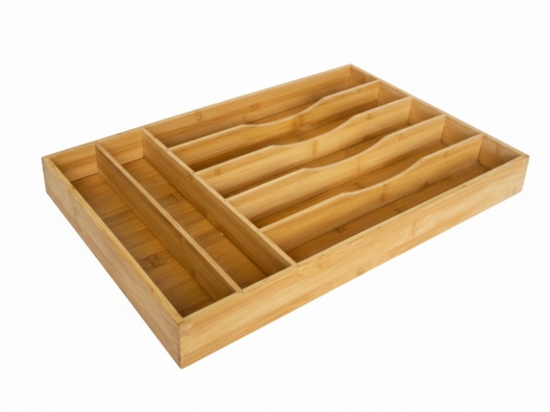 Custom-made Rectangular Bamboo Drawer Organizer with Multiple Compartments